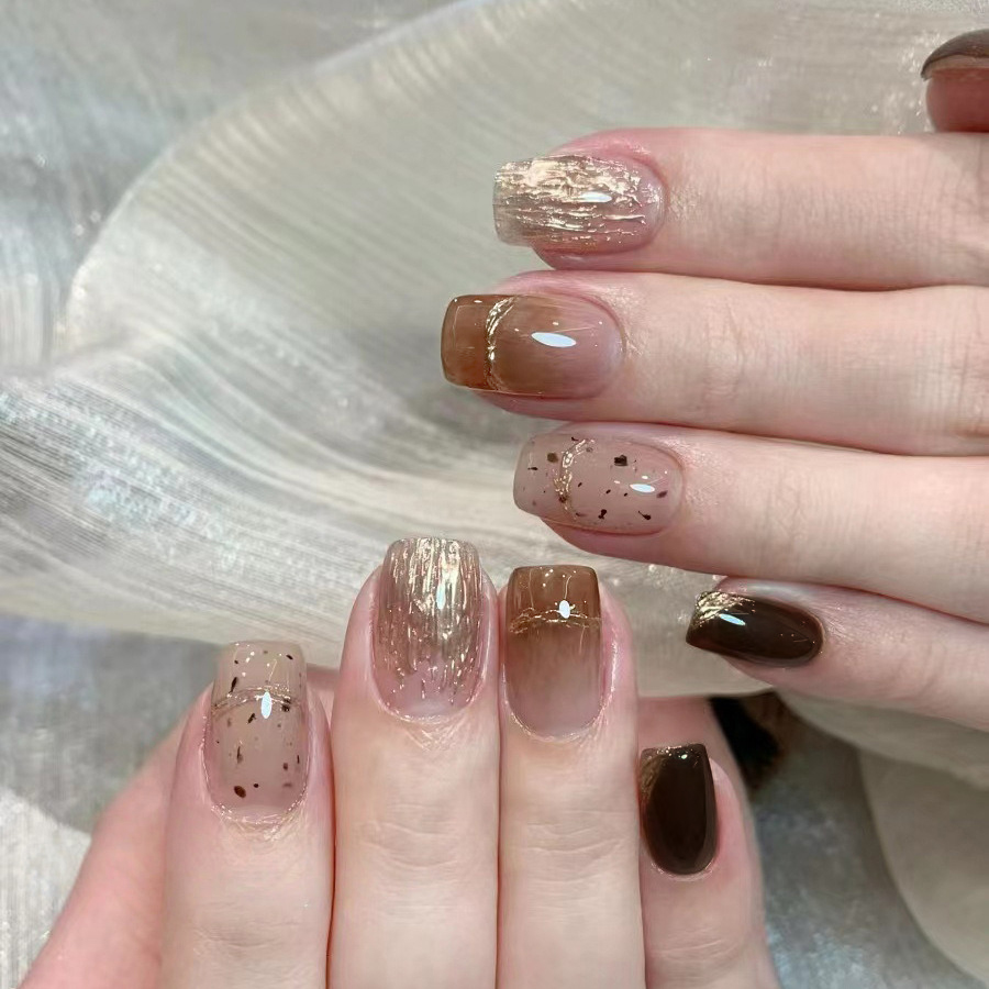 Nail Art Press On - 10 Uds. de Uñas Postizas Hechas