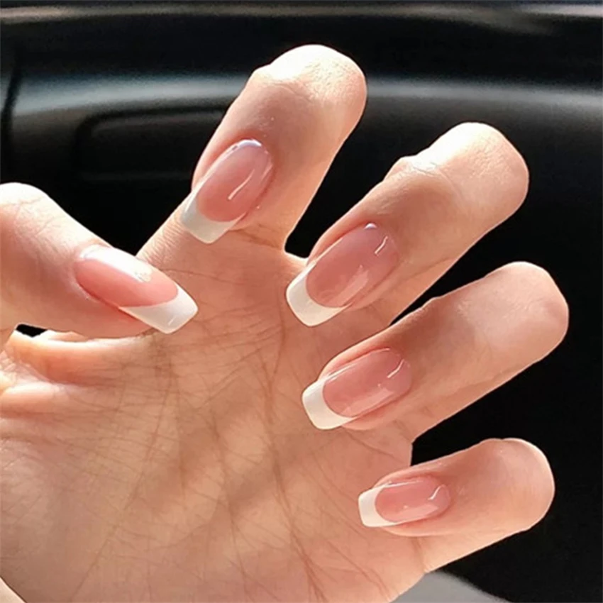 Nail Art Pink - 24 unids/set de uñas cortas minimalistas