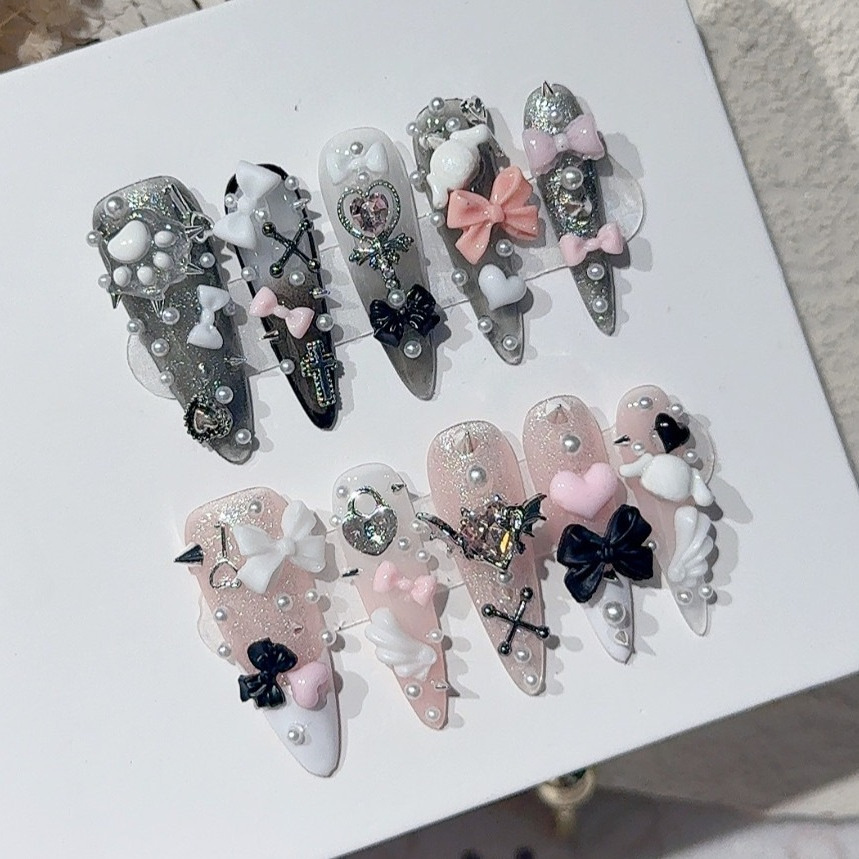 Nail Art Pink - Uñas postizas Jirai Y2K Spice Girl