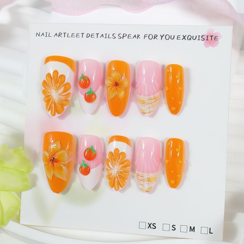 Nuevo 2026, 30 Uñas Postizas 3 - Nail Art Orange reseña y precio