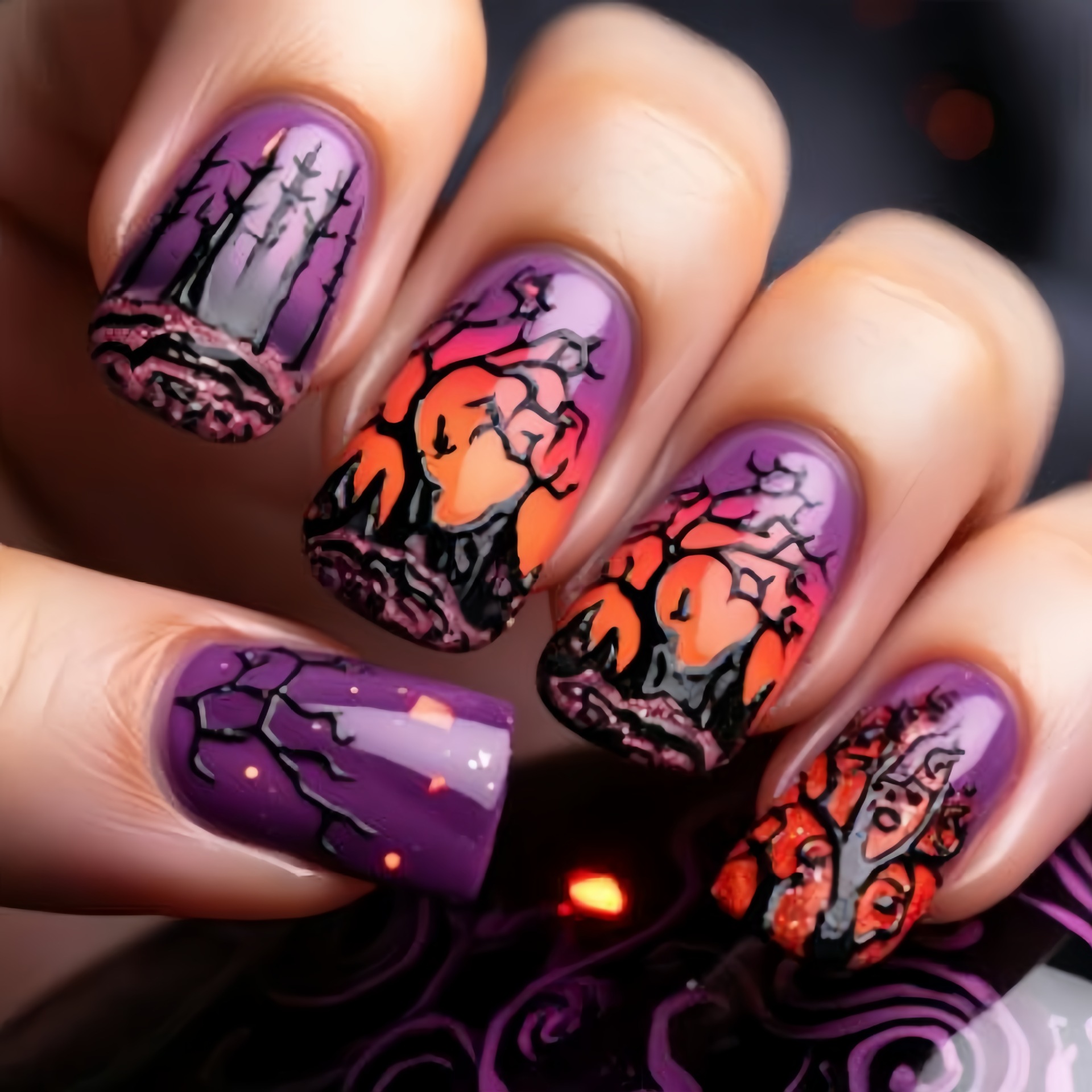 Uñas postizas cuadradas de tam - Nail Art Orange reseña y precio